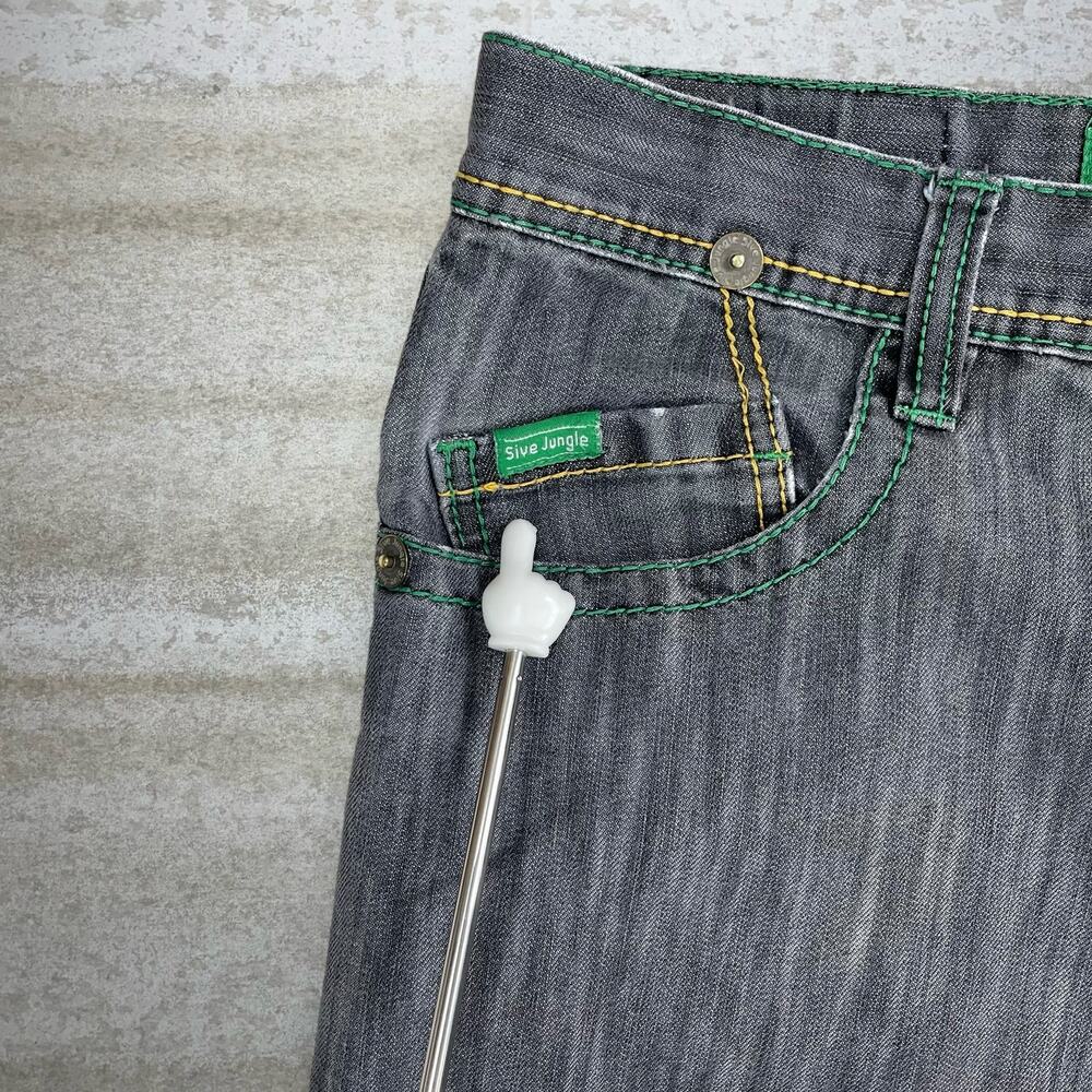 Vintage Y2K Skater Wide Leg Jeans 38x30 Baggy Smoke Grey Wash 5ive Jungle Rap - Picture 5 of 7